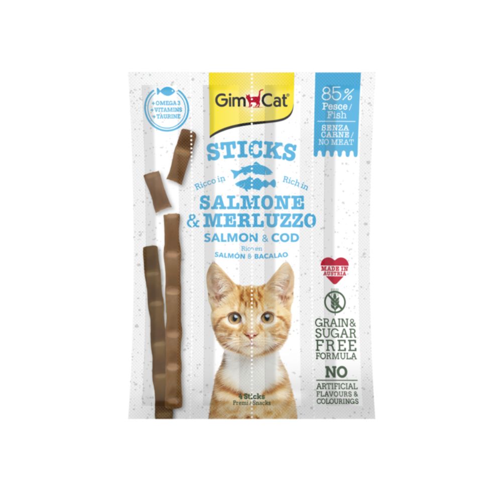 Gimcat Stick Salmone e Merluzzo 4x5g Snack per Gatti