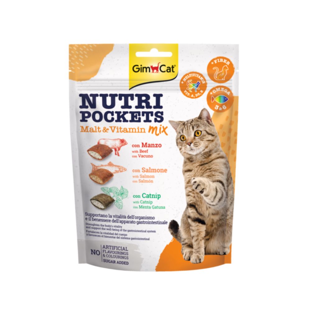 Gimcat Nutri Pockets Malt & Vitamin Mix 150g Snack per Gatti