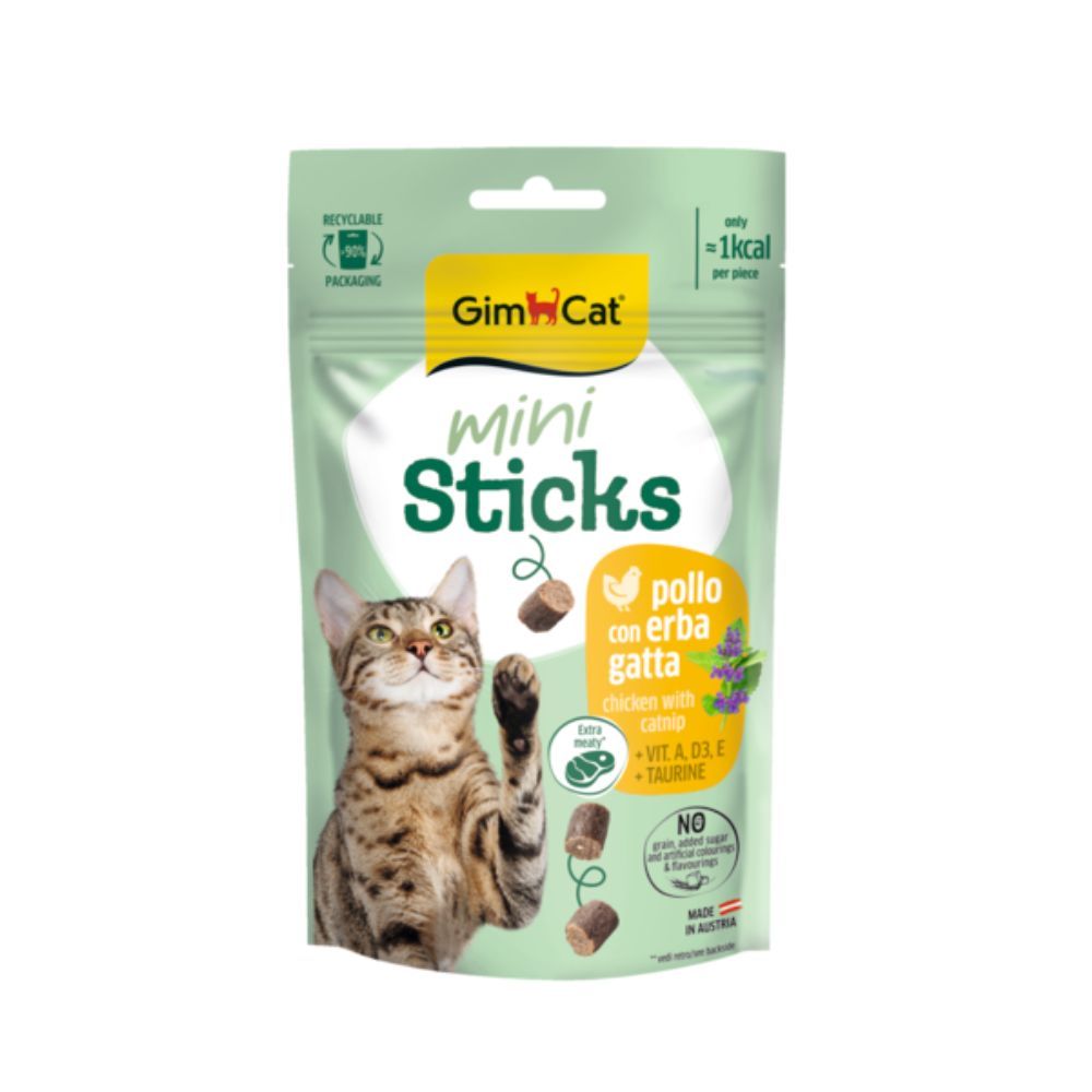 Gimcat Mini Sticks con Pollo e Erba Gatta 50g Snack per Gatti