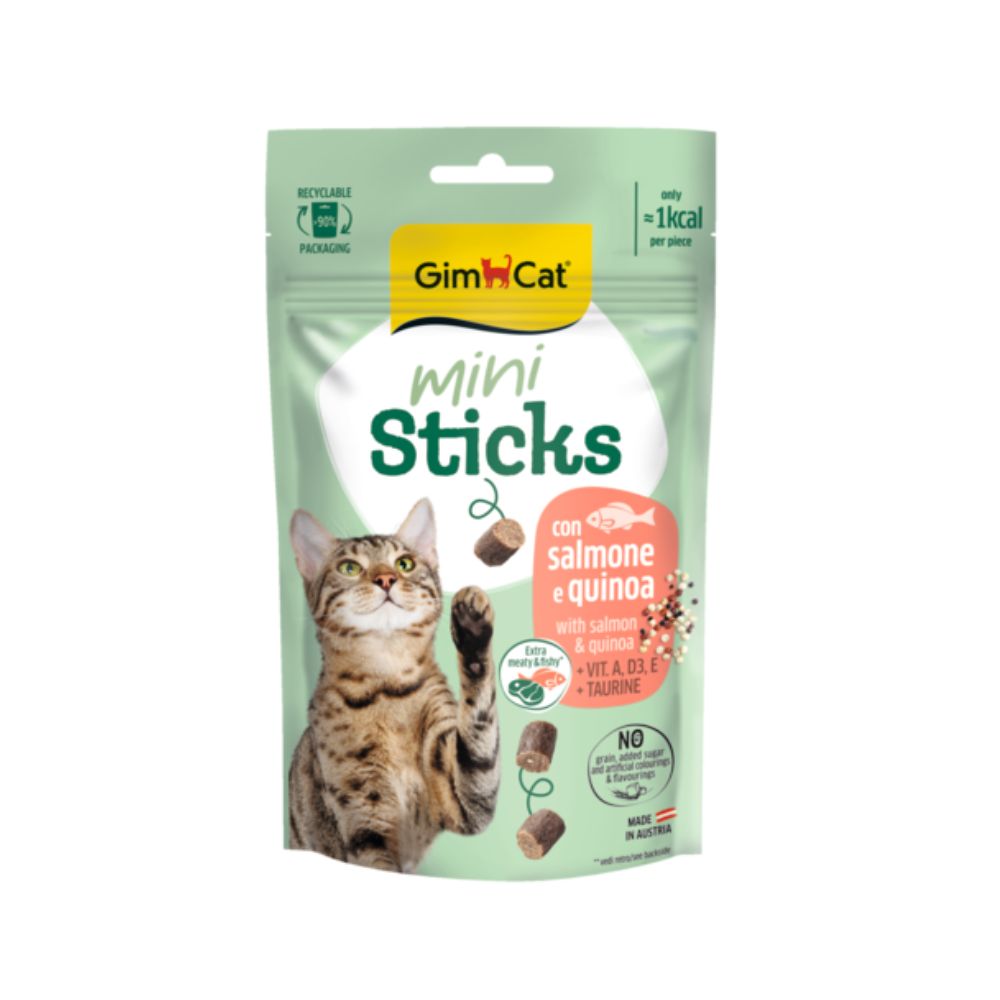 Gimcat Mini Sticks con Salmone e Quinoa 50g Snack per Gatti