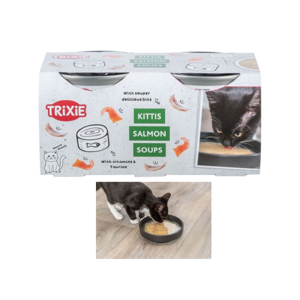 Trixie Kittis Salmon Soup con Pollo e Salmone Snack per Gatti 4x80g