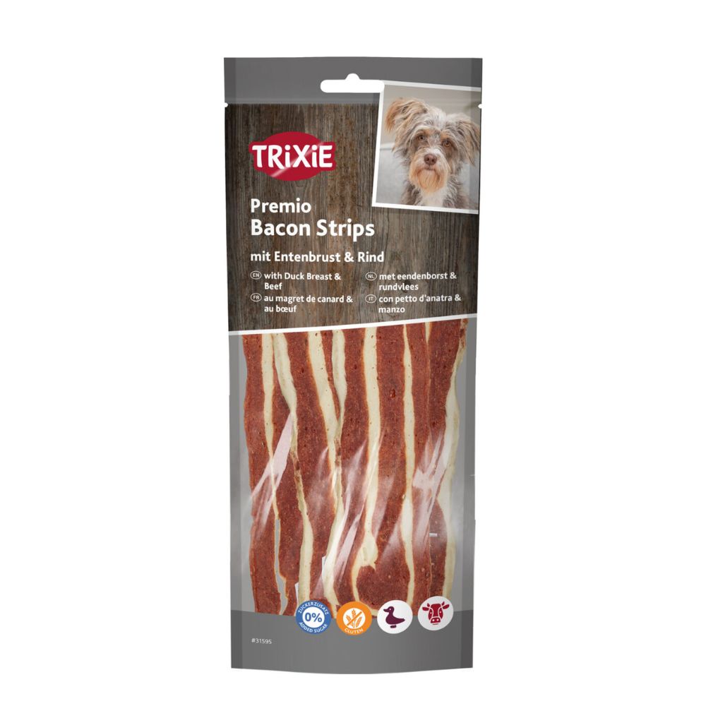 Trixie Bacon Strips Anatra e Manzo Snack per Cani 80g