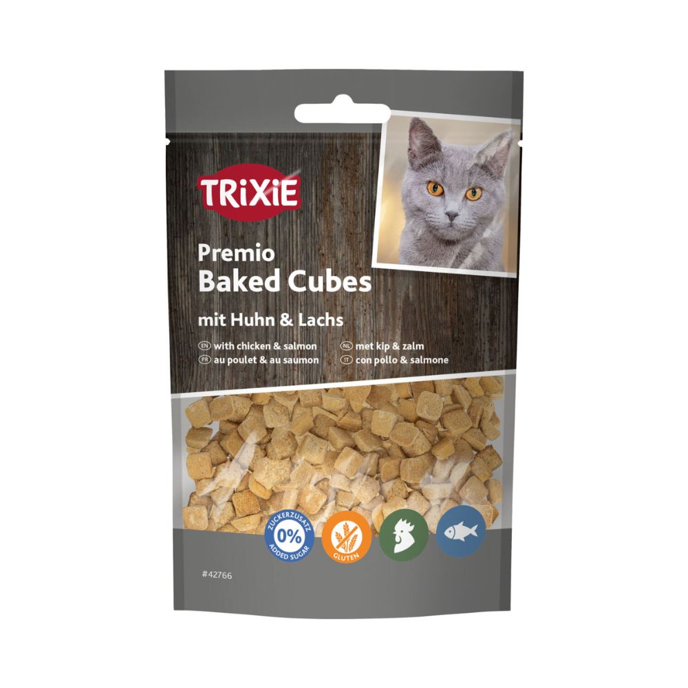 Trixie Premio Baked Cubes con pollo e salmone Snack Gatti 50g