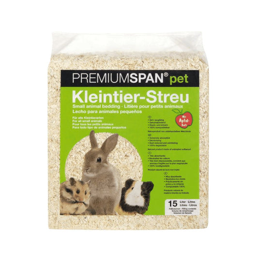 Premium Span Pet Trucioli Mela Lettiera per Uccelli, Roditori e Gatti 15l