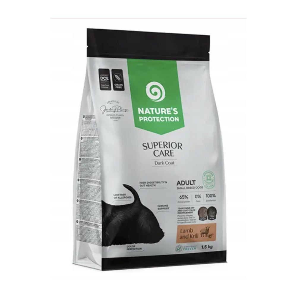 Nature's Protection Dark Coat Agnello Adult 1.5kg Crocchette Cani Small Adult