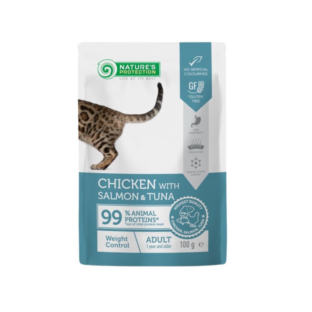 Nature's Protection Weight Control con Pollo Salmone e Tonno Bustina per Gatti 100g