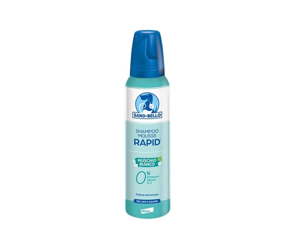 Elanco Sano e Bello Shampoo Mousse Rapid Muschio Bianco per Cani 300ml - Animaliapet