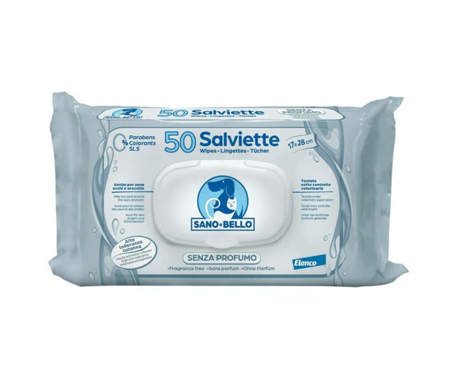 Elanco Sano e Bello Salviette Senza Profumo 50pz per Cani e Gatti - Animaliapet