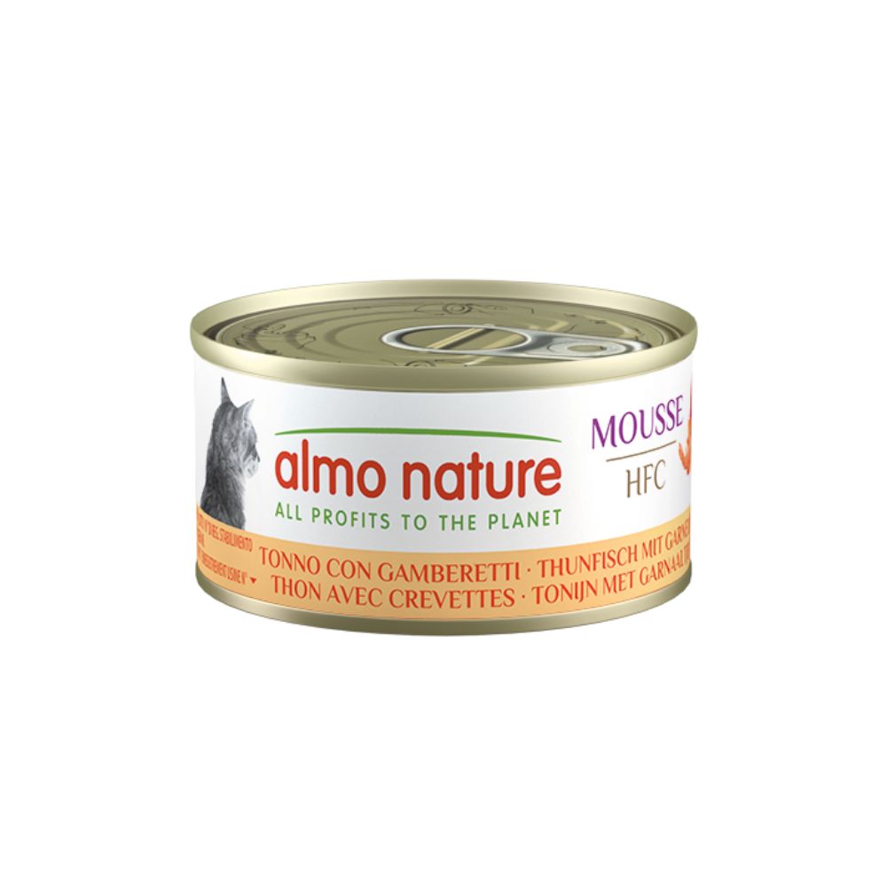 Almo Nature HFC Mousse Tonno e Gamberetti 70g Lattina Gatti Adulti