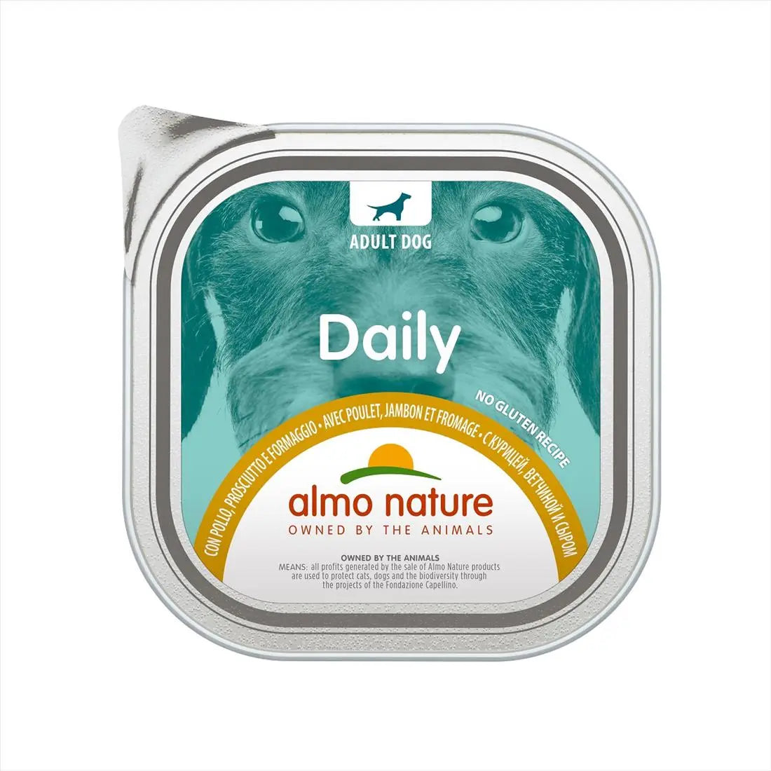 Almo Nature Daily Pollo Prosciutto e Formaggio 100g Vaschetta Cani AduVaschetta Umido CaniAnimaliapet