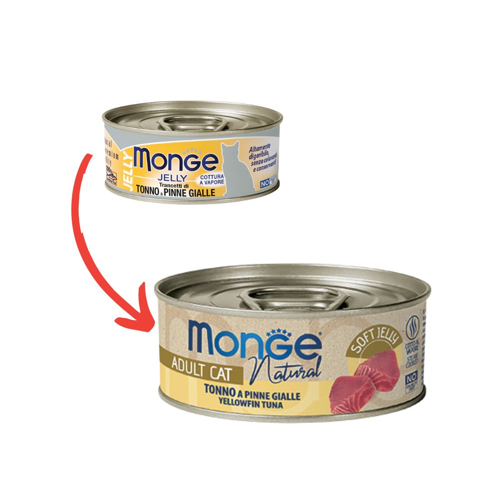 Monge Jelly Trancetti Di Tonno Pinne gialle Lattina 80g Gatti Adulti