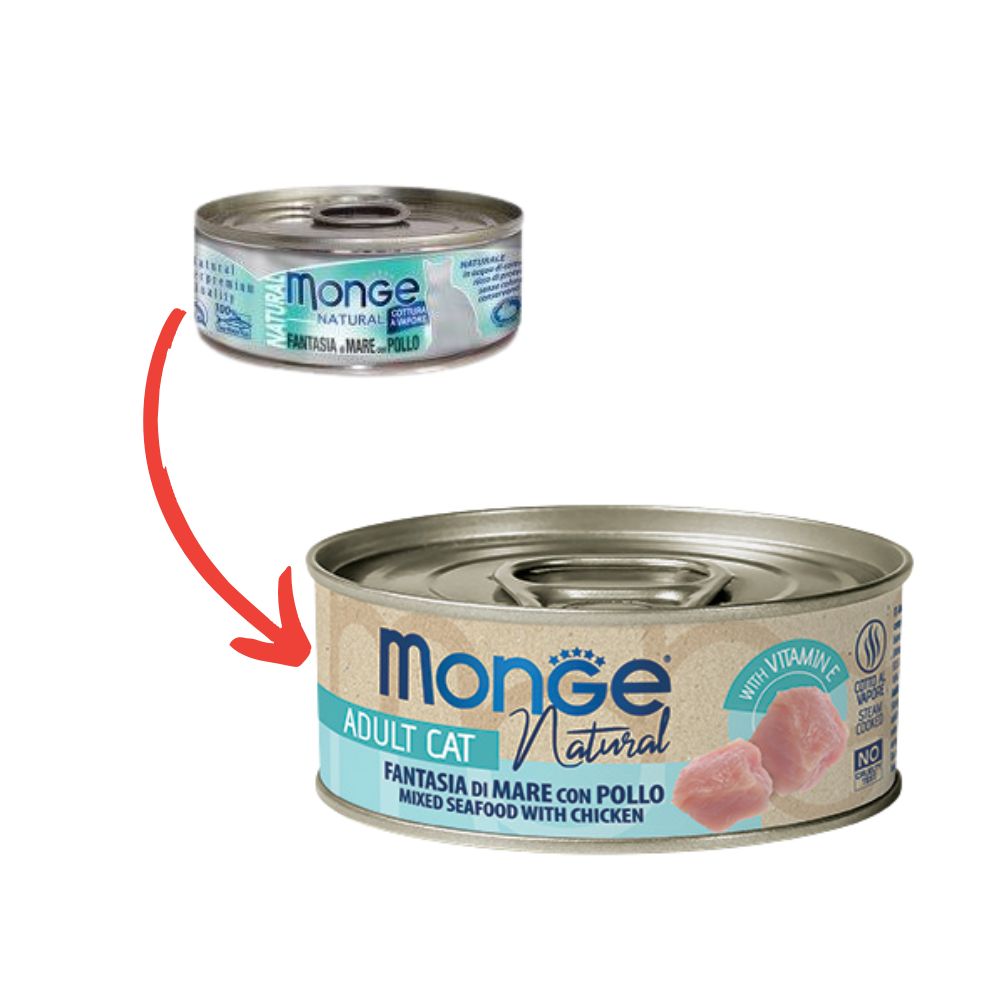 Monge Natural Fantasia di Mare con Pollo Lattina 80g Gatti Adulti