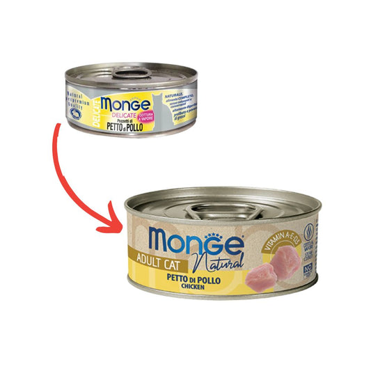 Monge Delicate Pezzetti Di Petto Di Pollo Lattina 80g Gatti Adulti