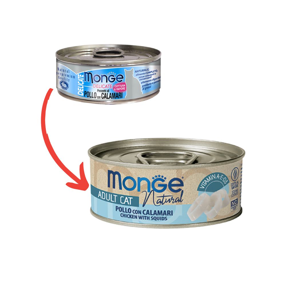 Monge Natural Pollo Con Calamari 80g Lattina Gatti Adulti