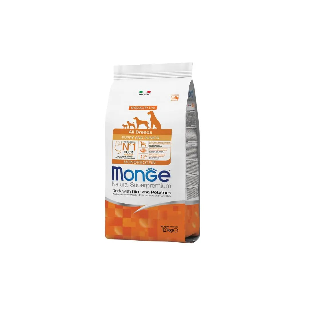 Monge SpecialityLine All Breeds Puppy Anatra Riso Patate 12Kg Cani Cuccioli Monge