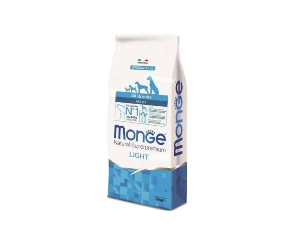 Monge All Breed Adult Light Salmone e Riso 12Kg Crocchette Cani Monge