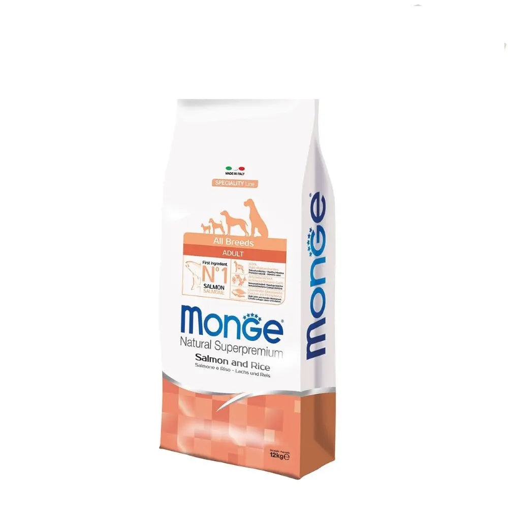 Monge All Breeds Salmone e Riso 12Kg Crocchette Cani Monge