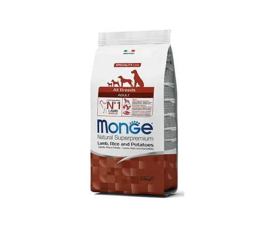 Monge Natural Agnello Riso e Patate All Breed Adult 2,5Kg Crocchette Cani - Animaliapet