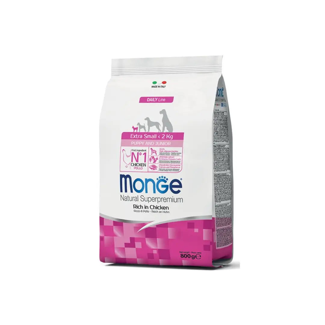 Monge Daily Line Extra Small Puppy e Junior Pollo 800g CuccioliCrocchette CaniAnimaliapet