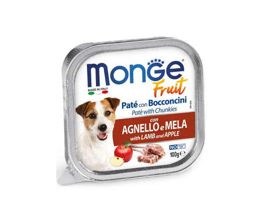 Monge Fruit Agnello e Mela Patè e Bocconcini Vaschetta 100g Cani - Animaliapet