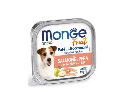 Monge Fruit Salmone e Pera Patè e Bocconcini Vaschetta 100g Cani - Animaliapet
