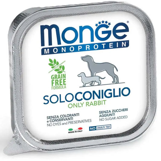 Monge Monoprotein Patè Solo Con Coniglio Vaschette Da 150g Cani AdultiVaschetta Umido CaniAnimaliapet