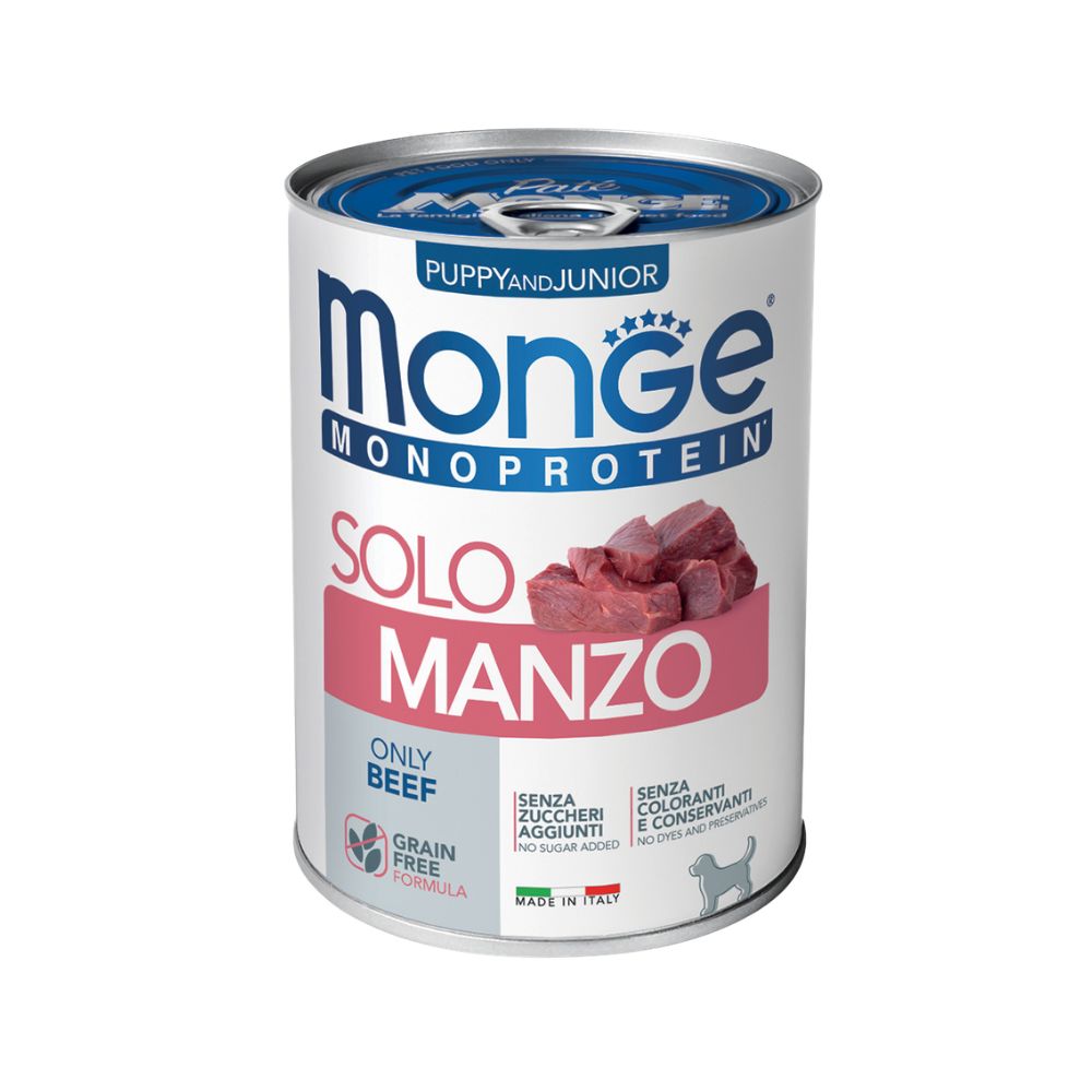 Monge Monoprotein Patè Solo Manzo 400g Puppy Lattina Cani Cuccioli