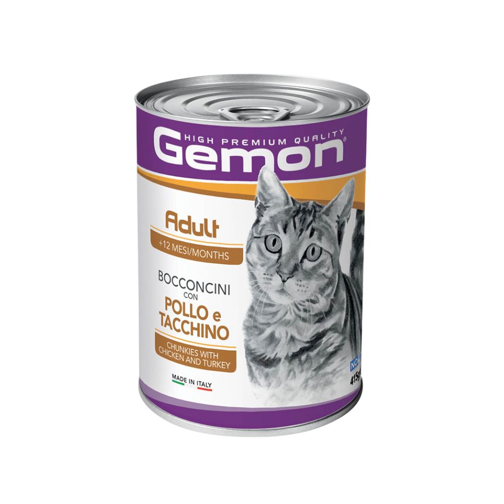 Gemon Adult Bocconcini con Pollo e Tacchino 415g Lattina Gatti