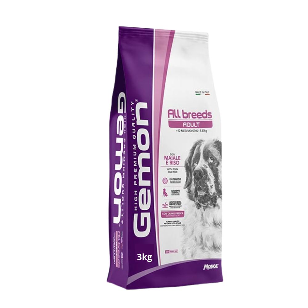 Monge Gemon Maiale e Riso 3Kg Crocchette Cani All Breeds Adult