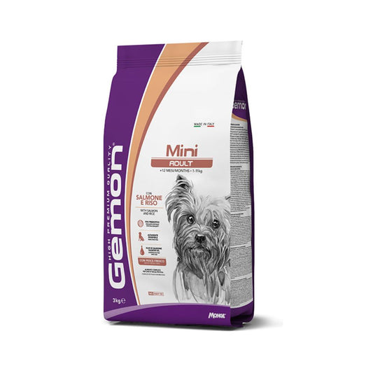 Gemon Mini Adult con Salmone e Riso 3Kg Crocchette Cani Adulti