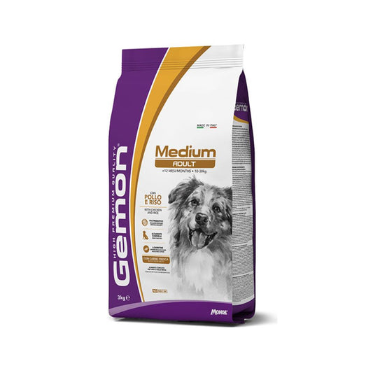Gemon Medium Adult con Pollo e Riso 3Kg Crocchette Cani Adulti