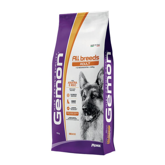 Monge Gemon Anatra e Riso 15Kg Crocchette Cani All Breeds Adult