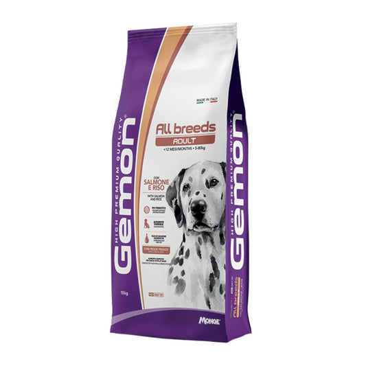 Monge Gemon Salmone e Riso 15Kg Crocchette Cani All Breeds Adult