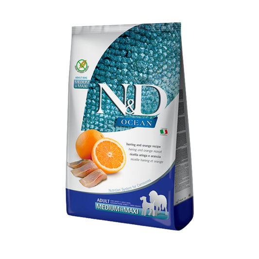 Farmina N&D Ocean Aringa Arancia 12Kg Crocchette Cani Medium Maxi Adult