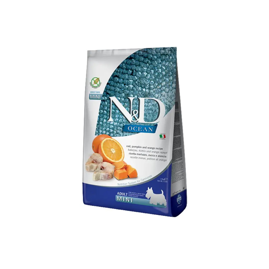 Farmina N&D Ocean Merluzzo Zucca Arancia 2,5Kg Crocchette Cani Mini Adult - Animaliapet