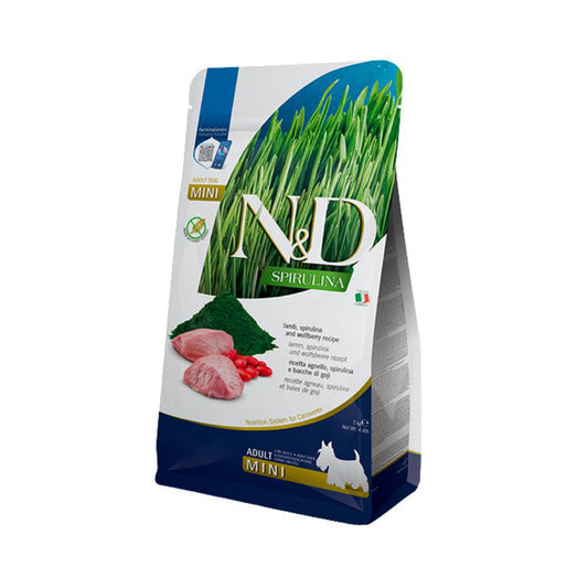 Farmina N&D Spirulina Agnelllo Bacche di Goji 800g Crocchette Cani Mini Adult