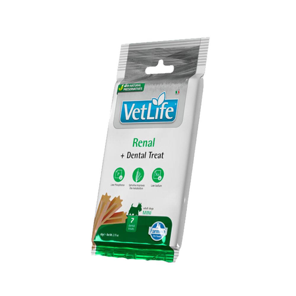 Farmina Snack Cani Vetlife Renal e Dental Treat 60g Mini Adult Scadenza Prodotto 03/12/2025