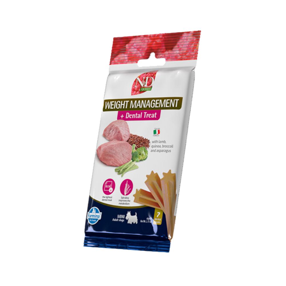 Farmina Snack Cani N&D Quinoa Weight Management e Dental Treat 60g Mini Adult Scadenza Prodotto 20/12/2025