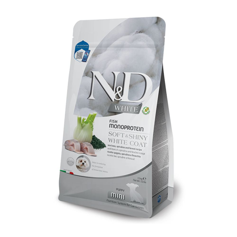 Farmina N&D White Spigola Spirulina e Finocchio 1,5kg Crocchette Cani Mini Puppy