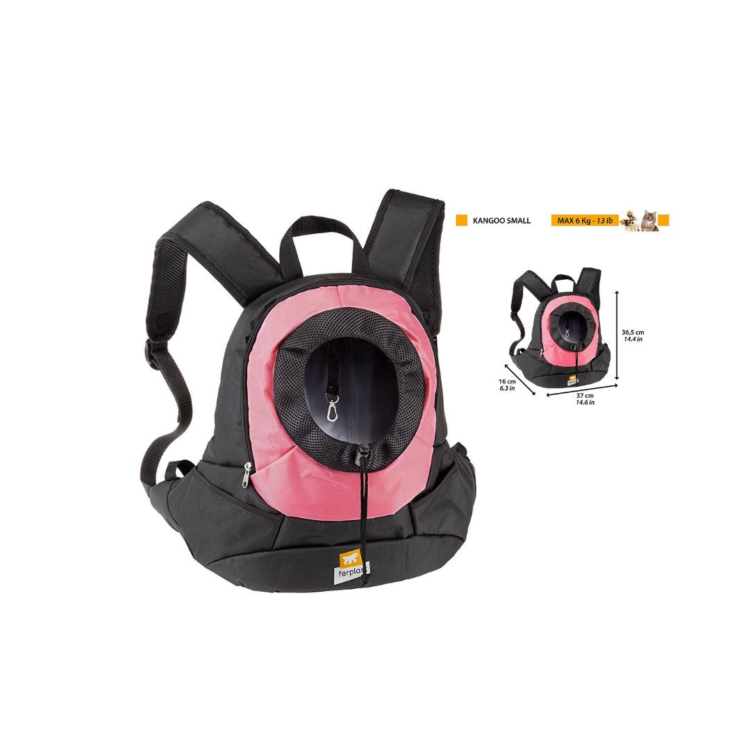 Ferplast Kangoo Small Zaino Rosa Trasportino per Cani e Gatti - Animaliapet