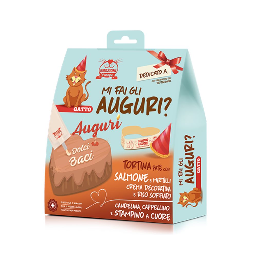 Mi fai gli Auguri Torta Auguri Salmone e Mirtilli Snack per Gatti 117g