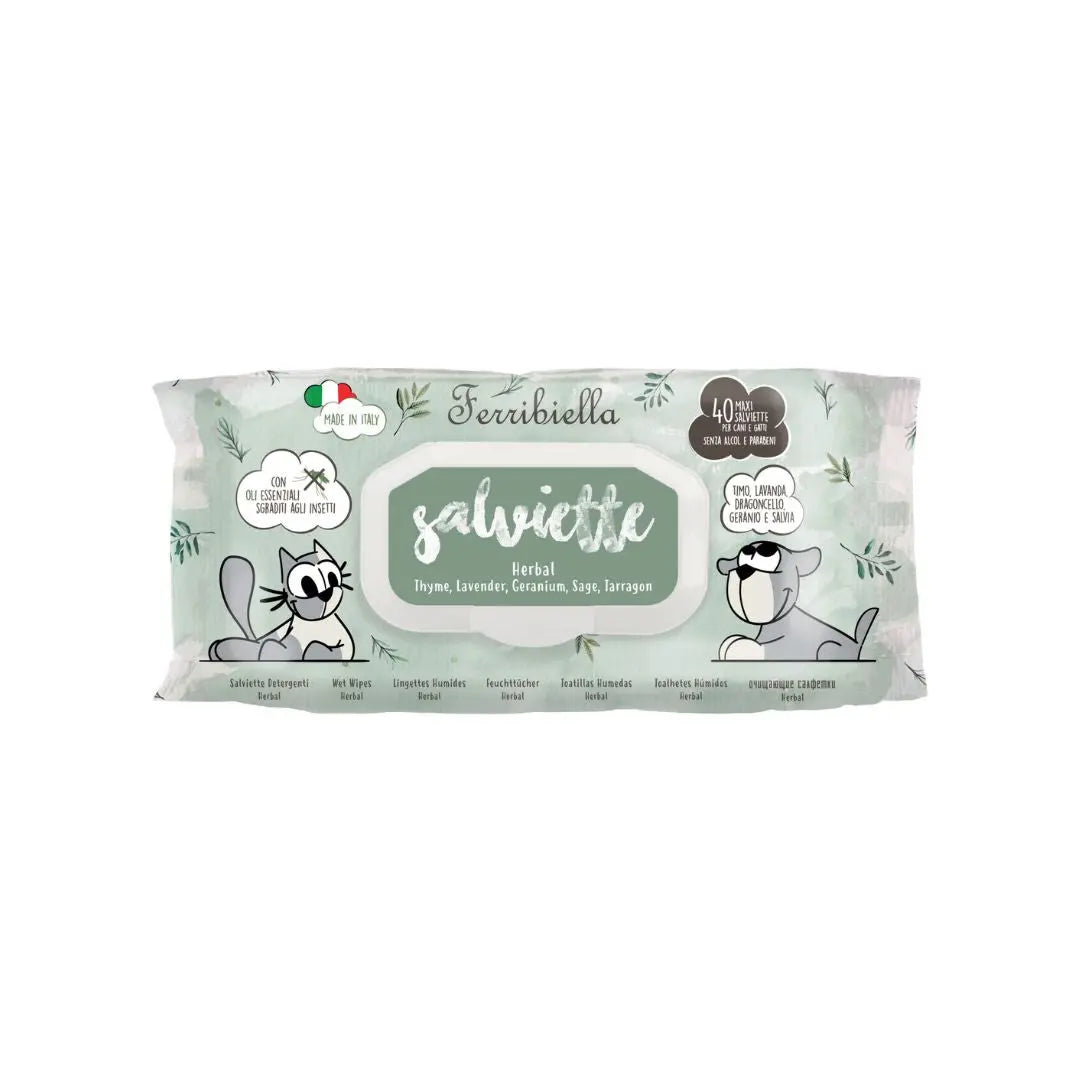 Ferribiella Salviette Herbal 40pz per Cani e GattiSalviette DetergentiAnimaliapet