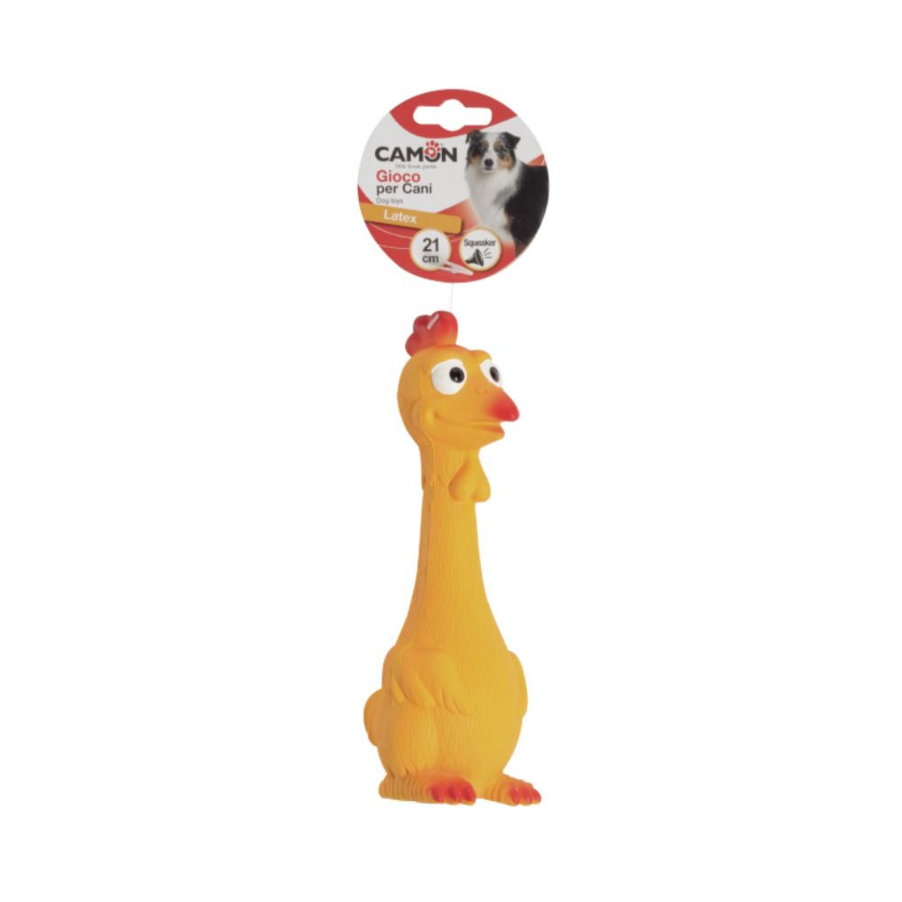 Camon Pollo seduto in lattice con squeaker 21cm Giochi per Cani