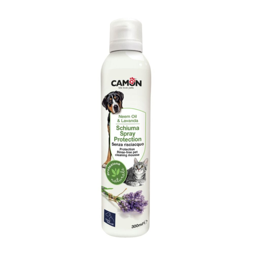 Camon Schiuma Spray Olio di Neem e Lavanda 300ml per Cani e Gatti
