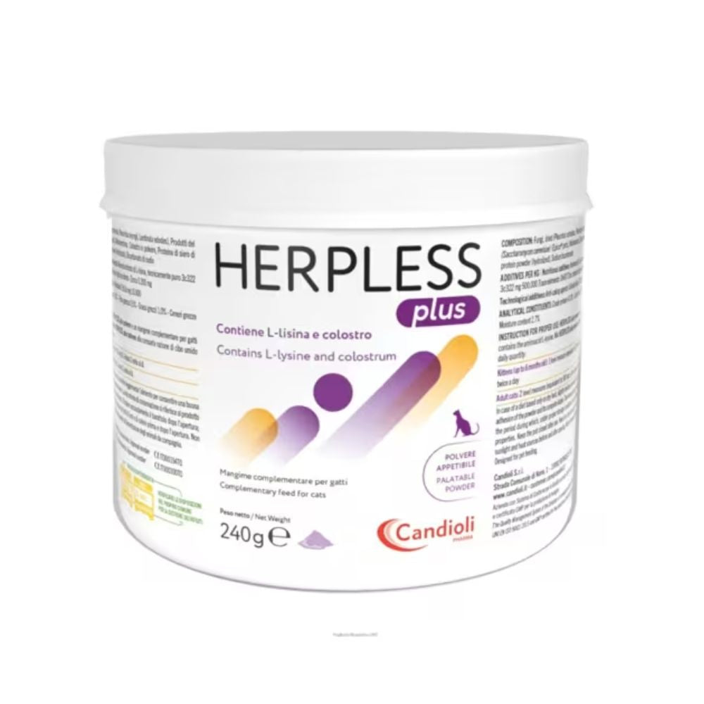 Candioli Herpless Plus Polvere Appetibile 240g per Gatti e Gattini