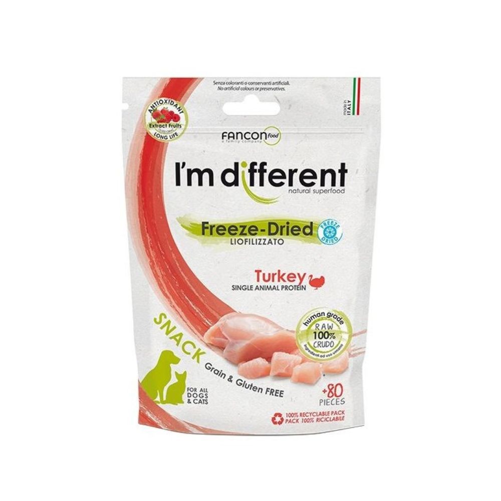 Im Different Freeze-Diried Liofilizzato a Tacchino 40g Snack per Cani e Gatti