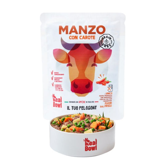Real Bowl Pappa fresca Manzo e Carote 700g Bustina Cani