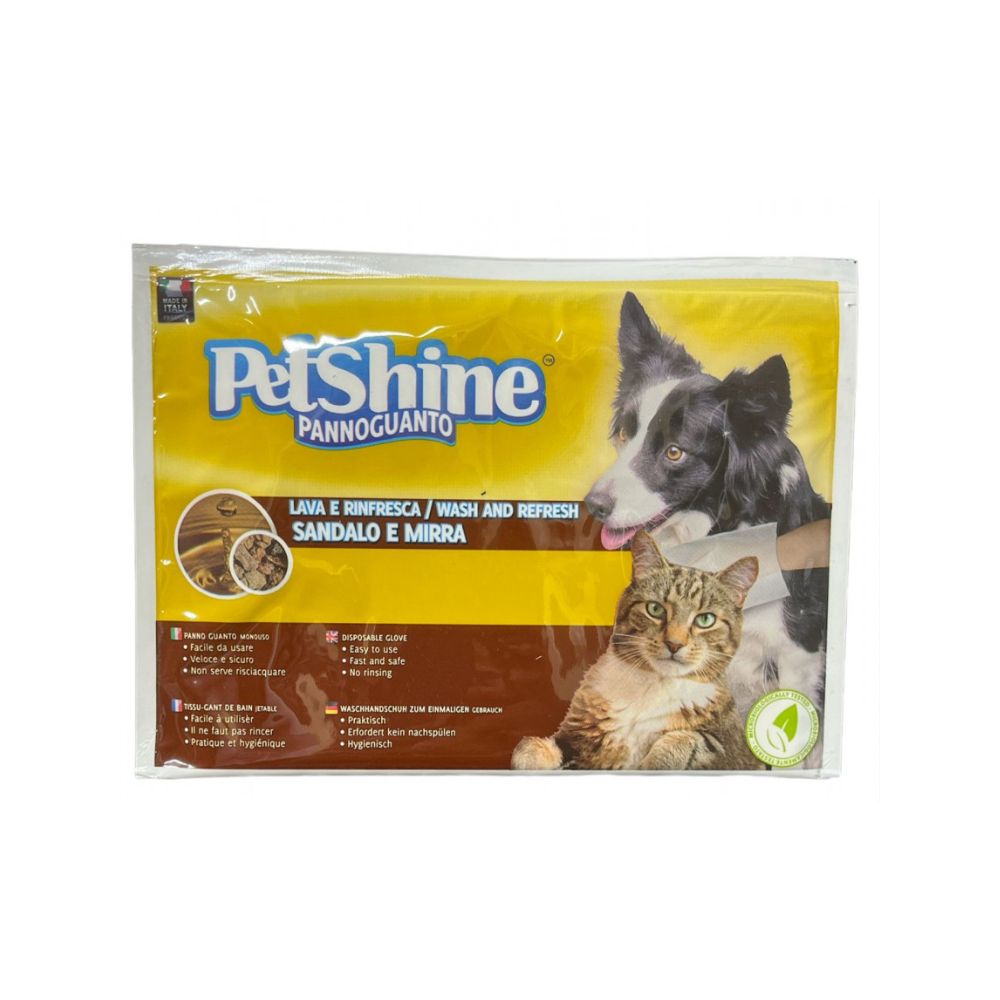 PetShine Pannoguanto Umidificato Sandalo e Mirra per Cani e Gatti