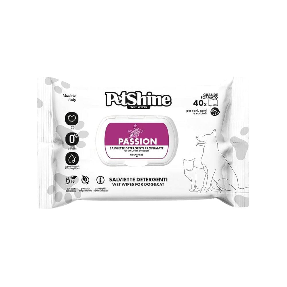 PetShine Salviette Detergenti Passion per Cani e Gatti 40pz