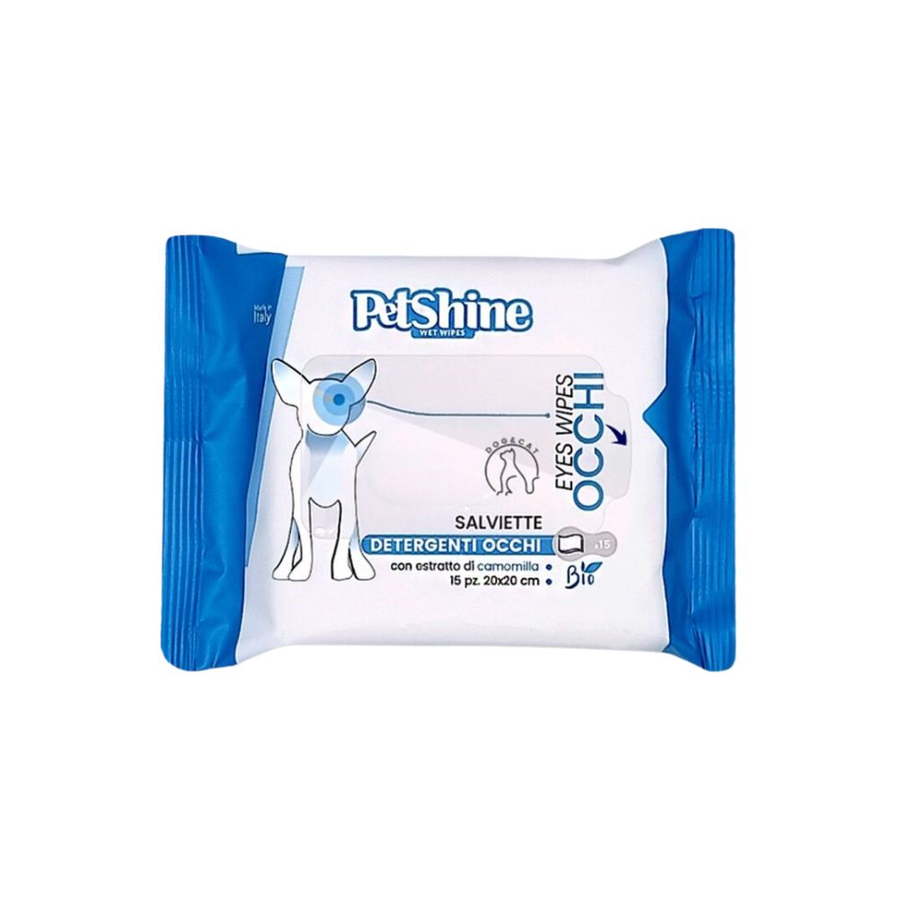 PetShine Salviette Detergenti Occhi per Cani e Gatti 15pz